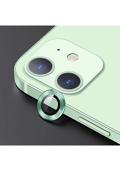 Usams iPhone Uyumlu 12 - 12 Mini 3d Metal Çerçeveli Kamera Lens Koruyucu-1852