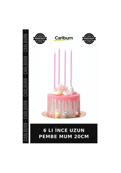 Özel Üretim 6 Lı İnce Uzun Pembe Mum 20cm Aksesuar Şık Tasarım Çok Renkli