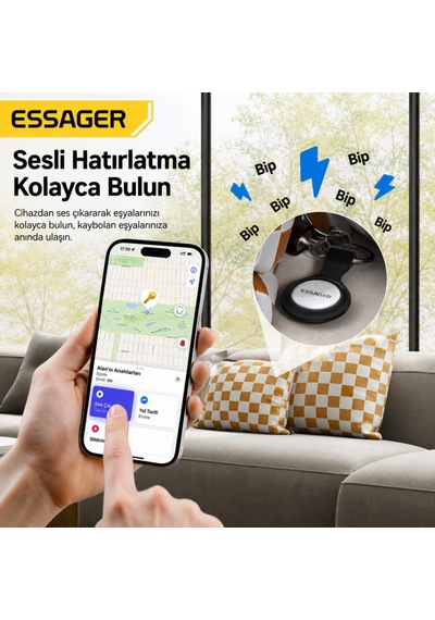 Essager 4 Adet Set Akıllı Smarttag Apple iPhone Uyumlu İos Konum Bulucu Anahtar Çanta Valiz