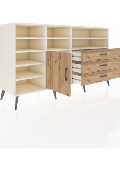 Kronos Konsol 8 Raflı 3 Çekmeceli Tek Kapaklı 176x59x99 Aytaşı-ç Aytaşı-çam