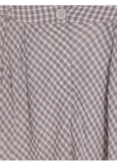 Lcwaıkıkı Classic Ekru Loose Fit Ekose Kloş Etek