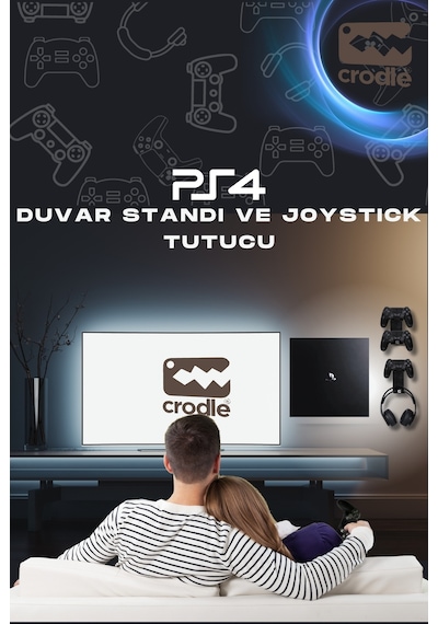 3'lü  Ps4 Slim Ve Ps4 Pro Için Duvar Standı Ve Joystick Konsol Tutacağı Kırılmaz Stand Yerden Tasarruf Gaming Aksesuar