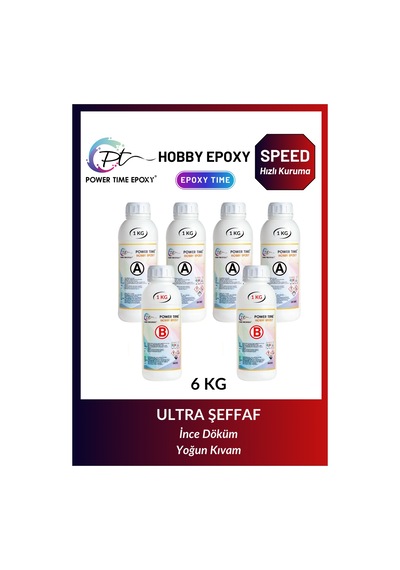 6 Kg Hobi Epoksi Speed/ Hızlı Kuruma/ Şeffaf Epoksi Reçine Ince D