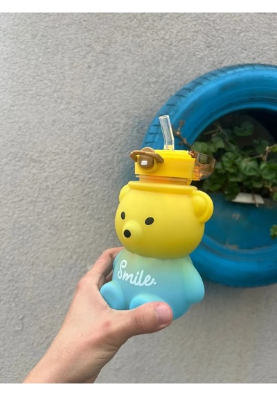 Ayıcık Model Su Matarası Su Şişesi Suluk 800 Ml Bpa Içermez Sarı-mavi Sarı Plastik Diğer