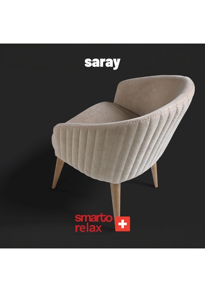 Smarto Relax 2 Li Saray Sandalye Ahşap Ayaklı Krem Kumaş Ahşap - Krem