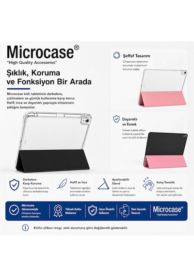 Microcase Honor Pad 20 Pro 12 İnch Tablet İle Uyumlu 3 Kademeli Sleeve Serisi Standlı Kılıf Pembe - Al5578