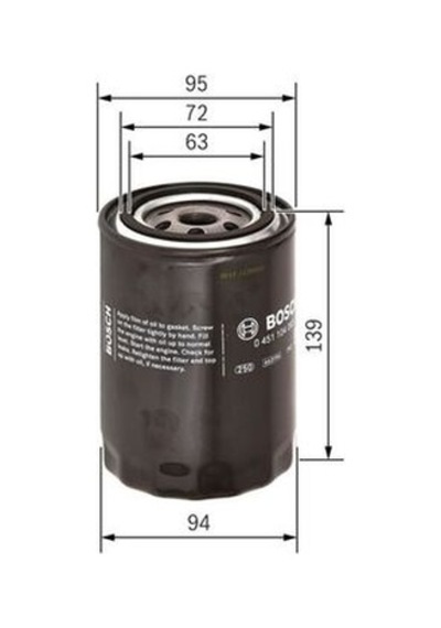 Bosch 0451104063 Yağ Filtresi Toyota Hilux Iv 24d 4wd 84 88 Hilux 24d 88 91 Tamt6731rnt