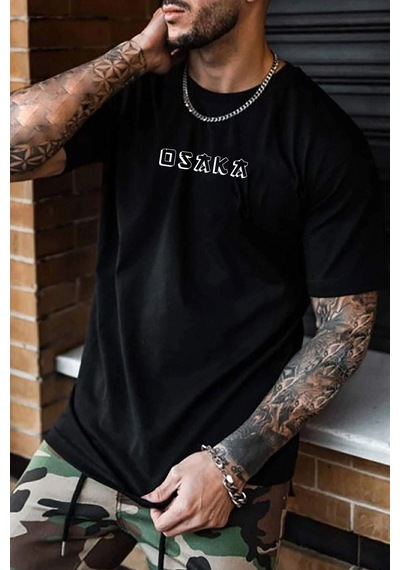 Flood Of Style Unisex Osaka Baskılı T-shirt Siyah