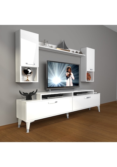 Decoraktiv Ekoflex 5da Slm Silver Tv Ünitesi Tv Sehpası Beyaz