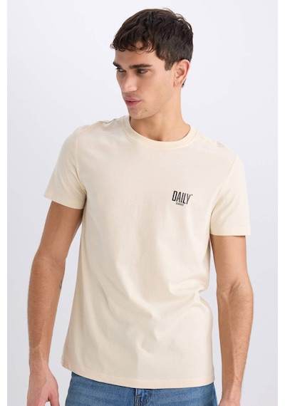DeFacto %100 Pamuk Slim Fit Dar Kesim Bisiklet Yaka Baskılı Kısa Kollu Tişört C2078AX25SMBG700