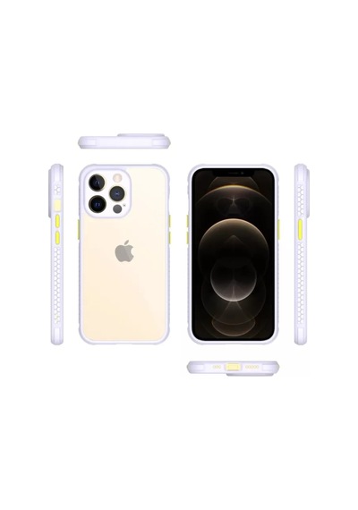 Newface Apple İphone 13 Pro Kılıf Miami Şeffaf Silikon - Lila