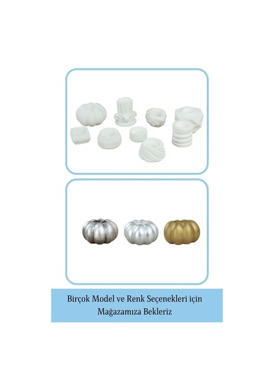 Eskitme Mumluk Şamdan 3 Adet Tealight Ve İnce Mum Uyumlu Kabak Model - Beyaz