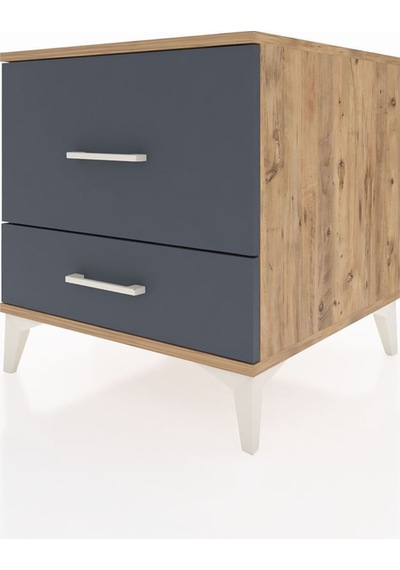 Kronos Komodin 2 Çekmeceli 60x59x64 Çam-antrasit Atlas Çam