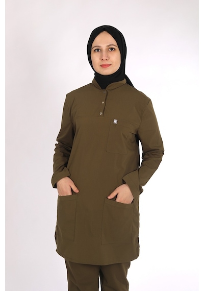 Likralı Hemşire Forması Tesettür Tek Üst (550391856)