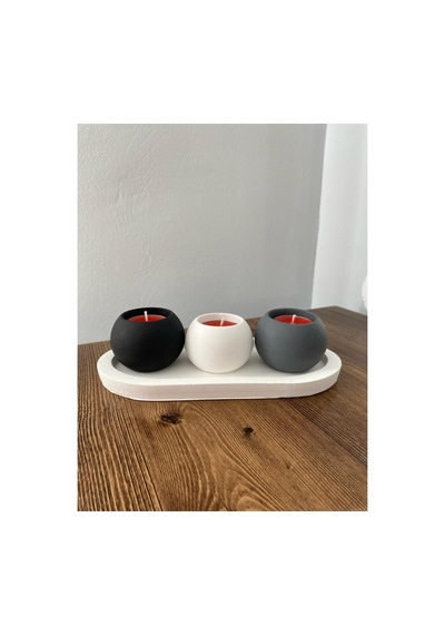 Mumluk Seti Özel Tasarım Beyaz Standlı Mumluk 3 Renk Şık Ve Minimalist Tasarım Mumlar Hediye Renkli