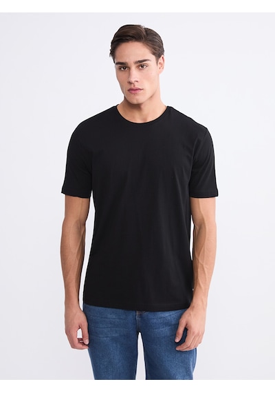 Lcwaıkıkı Classic Siyah %100 Pamuk Regular Fit Basic Tişört
