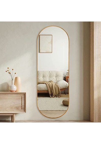 Model Alfa Dekoratif Ayna Boy Aynası Mdf 180cm X 62 Cm Elips Ayna Gold