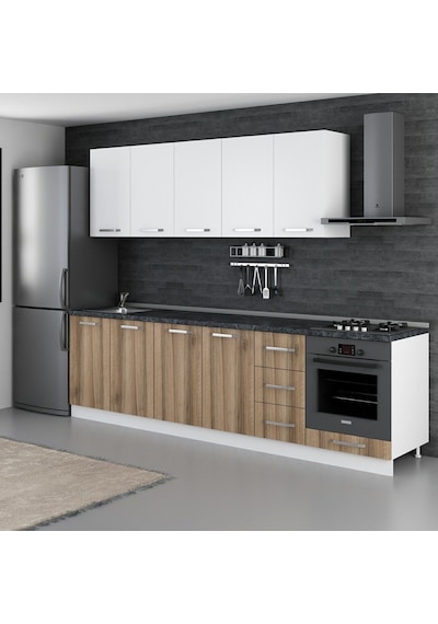 Minar 280 Cm Mutfak Dolabı Beyaz Dore 280-d9