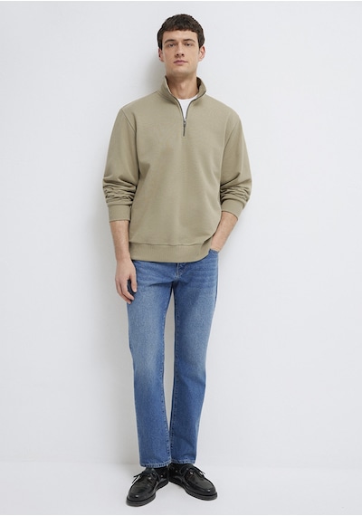 Mavi - Yarı Fermuarlı Basic Bej Sweatshirt 0s10419-70204 Bej