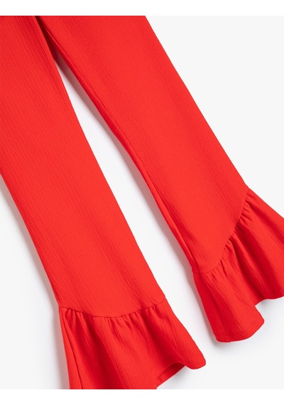 Koton İspanyol Paça Pantolon Fırfır Detaylı Kırmızı 4skg40127ak Kırmızı Koton İspanyol Paça Pantolon Fırfır Detaylı Kırmızı 4skg40127ak Kırmızı