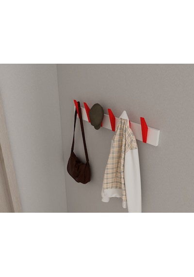 Hepsi3boyutlu Modern Duvar & Kapı Kanca Askılık - 6 Adet Kırmızı Kanca Askılık - Model No : 4 Kırmızı
