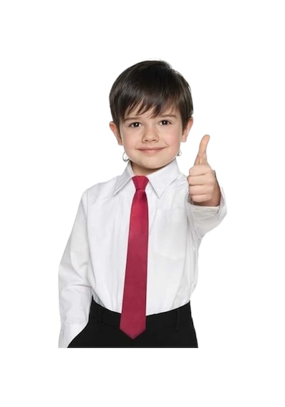 Tezzgelsin Erkek Çocuk 5 - 10 Yaş Lastikli Saten Kravat Bordo