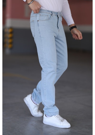 Myrab Denim Siyah Erkek Regular Fit Rahat Kesim Jean Pantolon Buz Mavi