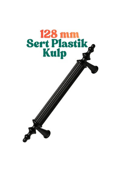 Sert Plastik Polais 128 Mm Siyah Mobilya Mutfak Çekmece Dolap Kapak Dolabı Kulpu Kulbu Kulpları Siyah Siyah