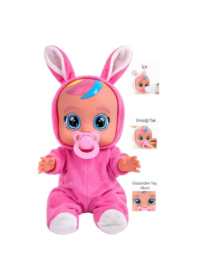 TıfılToys Fuşya Kostümlü Ağlayan Ve Konuşan Et Bebek Emzikli Ve Biberonlu İnteraktif Oyuncak Bebek