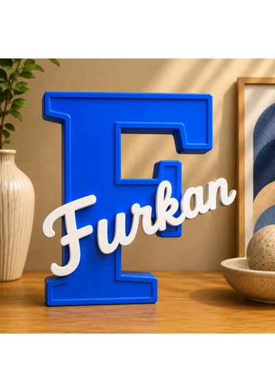 F Harfi Kişiye Özel 3D İsimlik Dekoratif Bebek ve Çocuk Odası Harf İsim Yazısı Masa Üstü Özel Tasarım