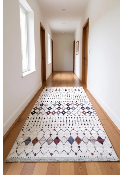 Etnik Desen Modern Halı Dekoratif Kilim Bej
