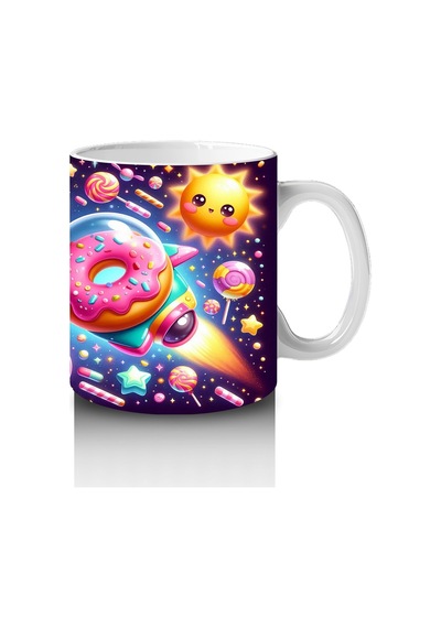 Çocuklara Sütü Sevdiren Kozmik Donut Şenliği Kupa Bardak Renkli