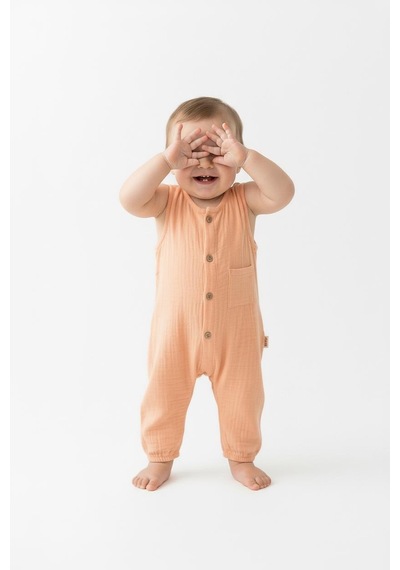 Miababy Müslin Kısa Atlet Tulum Bej
