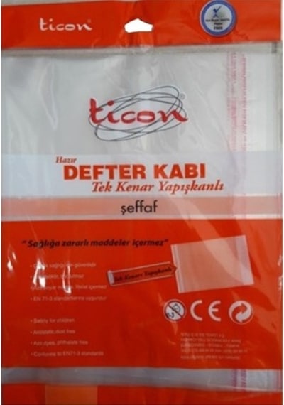 Ticon 10'lu Şeffaf Hazır Yapışkanlı Defter Kabı