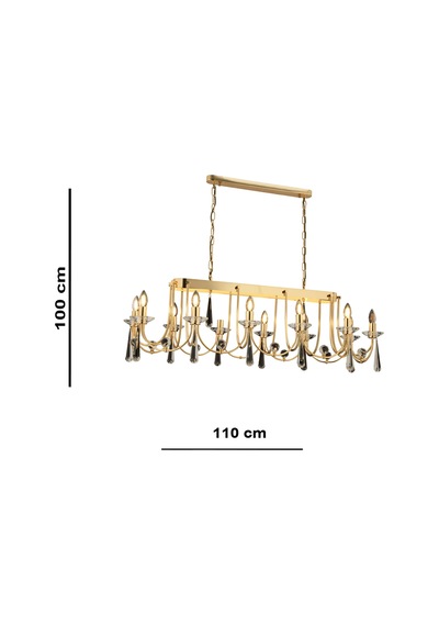 Lampaluce Klasik Metal Altın Renk Yemek Masarı Üzeri Avize Sarkıt 12'li 110cm Altın
