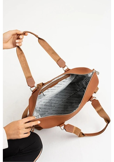 Just Polo Kadın Büyük Valiz Boy Ayarlanabilir Askılı Lüks El Ve Omuz Çantası Shopper Ebat: 33 X 40 Cm Taba