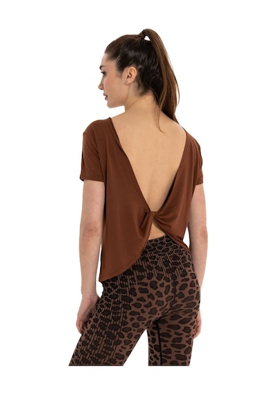Inguz Sırt Detay Modal Yoga T-shirt Kahverengi