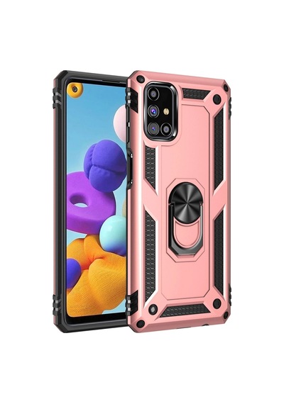 Samsung Galaxy M31s Kılıf Sofya Yüzüklü Silikon Kapak - Rose Diğer