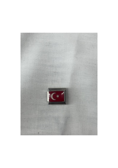 Türk Bayraklı Charm Çelik Takı Silver