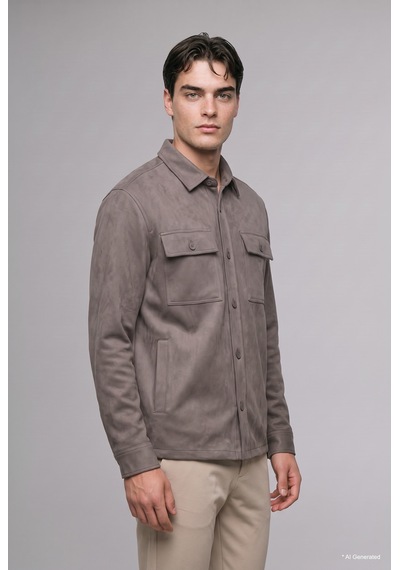 Defacto Regular Fit Polo Yaka Cepli Süet Gömlek Ceket A5110ax26wnkh466 Haki-kh466