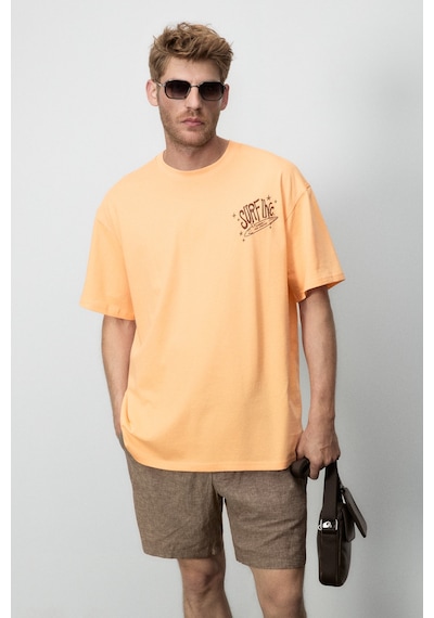 Grımelange Alonzo Erkek Oversize Fit %100 Pamuk Nakışlı Ve Baskılı Turuncu T-shirt Grımelange Alonzo Erkek Oversize Fit %100 Pamuk Nakışlı Ve Baskılı Turuncu T-shirt