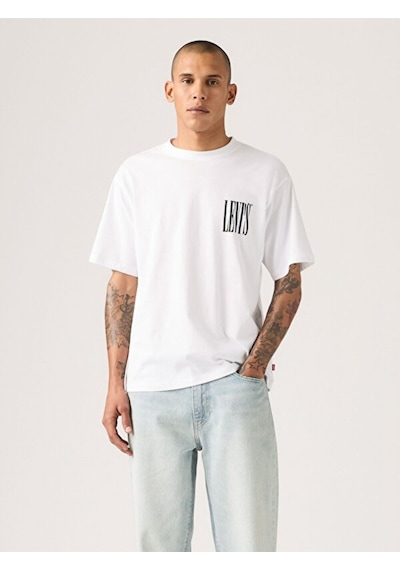 Levi's Erkek Bisiklet Yaka Sırt Baskılı Beyaz T-shirt - A9440-0017 Beyaz