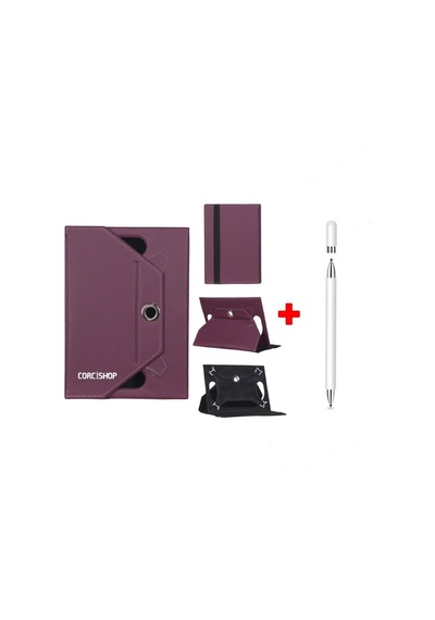 Sprange L10tb 10.1 İnç Uyumlu Kılıf Universal Standlı + Dokunmatik Tablet Kalem Stylus Kapaklı Kılıf