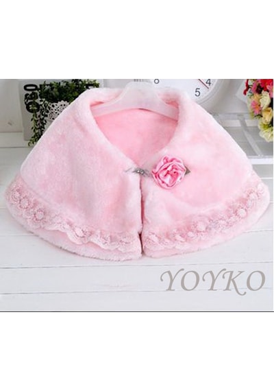 Yoyko Kız Çocuk Elbise Kürk Bolero Ceket Kız Çocuk Pembe