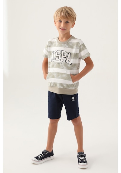 U.S. Polo Assn. U.s. Polo Assn Lisanslı Kangaroo Pocket Açık Haki Erkek Çocuk Bermuda Takım 5274-43096 Açık Haki