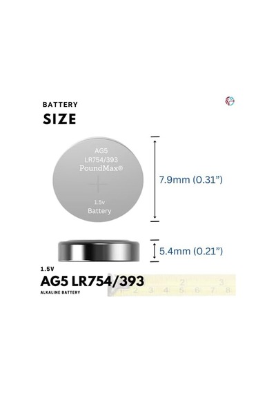 Poundmax 10 Adet Ag5 Lr754,393 1,5v Alkalin Düğme Pil