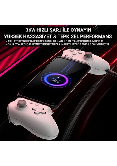 Polham Apple Uyumlu iPhone 15 Üzeri Ve Android Type-c Mobil Oyun Kolu Pro Seri Joystick Şarj Özellikli