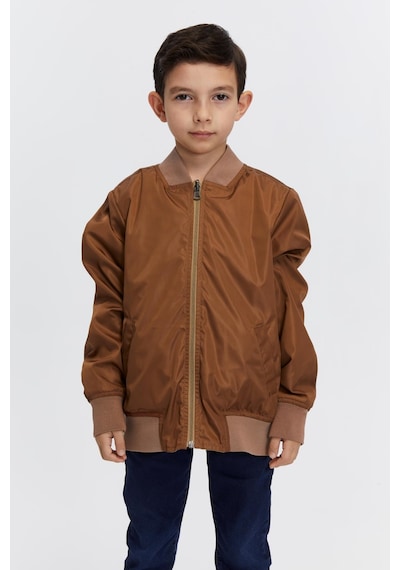 Benitto Kids Erkek Çocuk Çift Taraflı Mevsimlik Yağmurluk Ceket 51326 Kahve