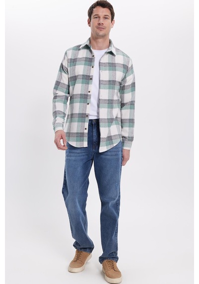 Tudors Erkek Slim Fit Dar Kesim Kareli Kışlık Oduncu Gömlek-42210 Mint Tudors Erkek Slim Fit Dar Kesim Kareli Kışlık Oduncu Gömlek-42210 Mint