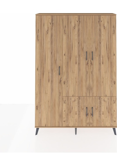 Arges Dolap 7 Raflı 5 Kapaklı Tek Askılı 132x30x195 Çam-çam/a... Çam
